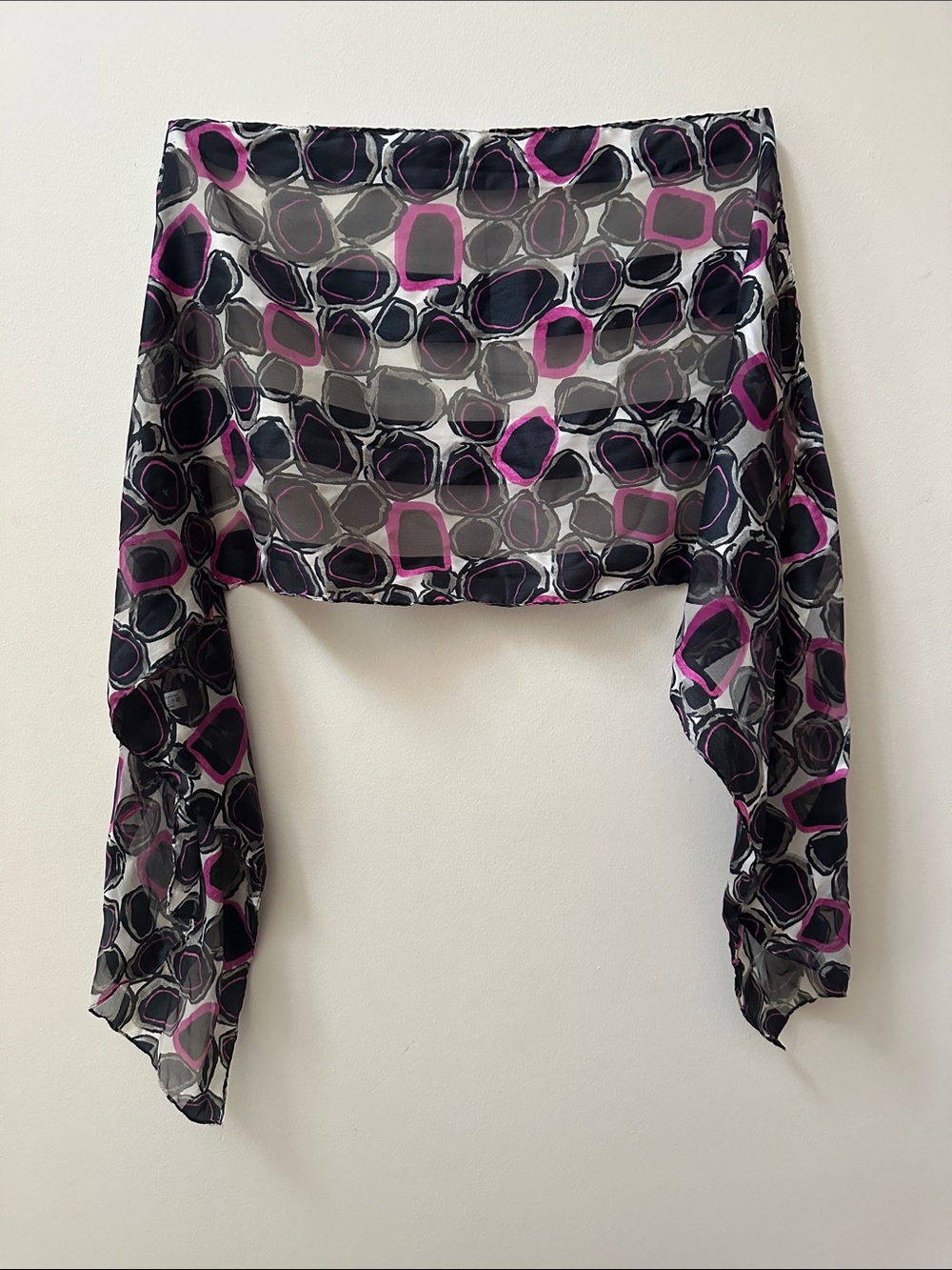 Alia Sheer Geo Print Scarf - Black, Gray & Magenta